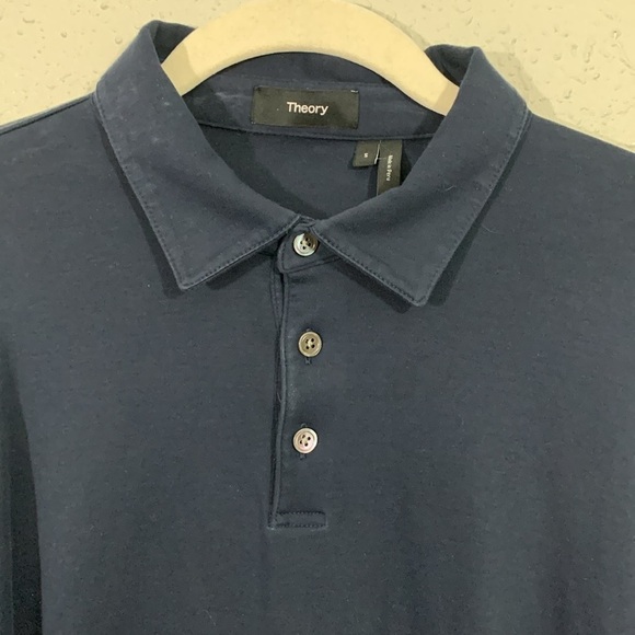 Theory Navy Blue Long Sleeve Polo Shirt size S - Picture 3 of 9